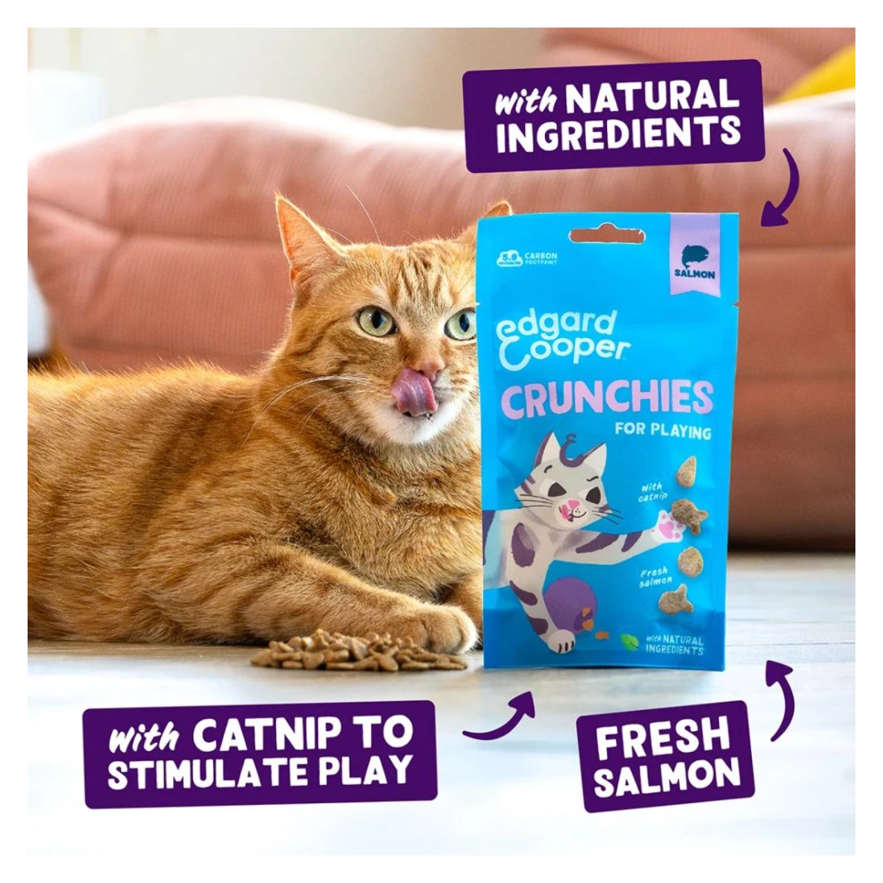 Edgard & Cooper Crunchies kattegodbidder laks 50 g